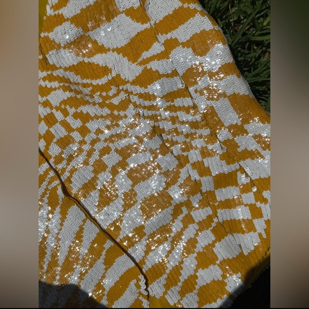 Rena Lange Yellow and White Geometric Blouse - Picture 5 of 8
